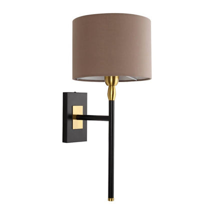 Coffee Fabric Cylinder Shade 1-Light Wall Sconce Lamp