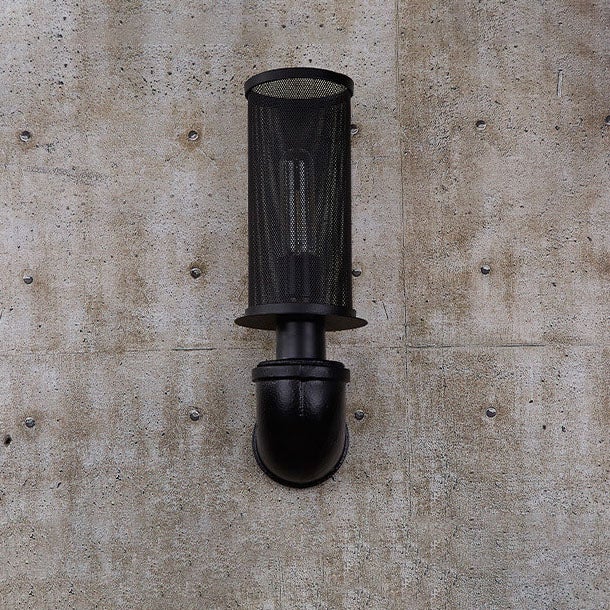 Vintage Cylinder Pipe Metal Mesh 1-Light Wall Sconce Lamp