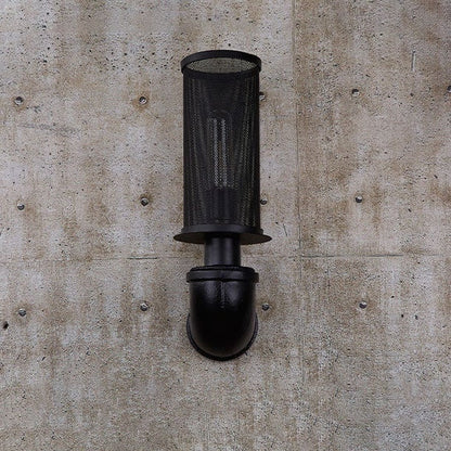 Vintage Cylinder Pipe Metal Mesh 1-Light Wall Sconce Lamp
