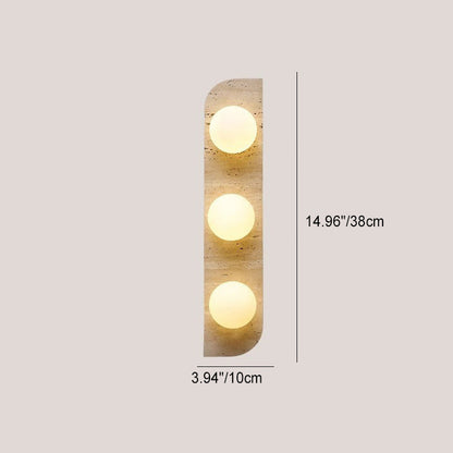 Rectangular Stone Glass 1/2/3 Light Wall Sconce Lamp