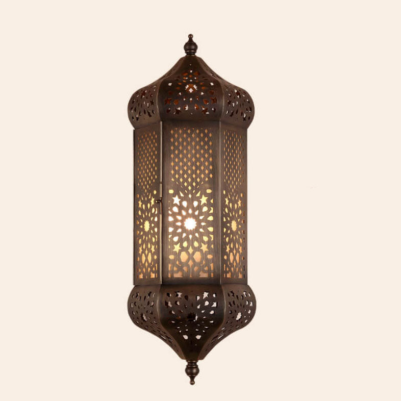 Hollowed Column Copper Moroccan 1-Light Wall Sconce Lamp