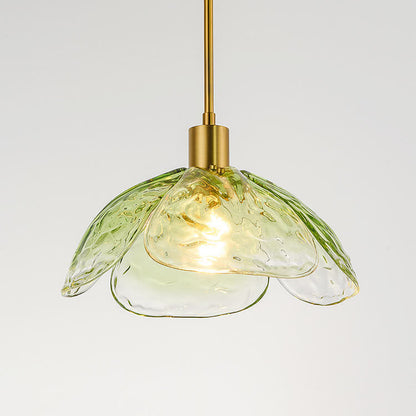 Modern Minimalist Flower-shaped Petal Iron Glass 1-Light Pendant Light For Living Room