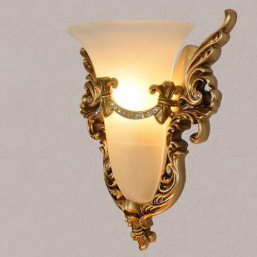 European Flared Carving Resin 1-Light Wall Sconce Lamp