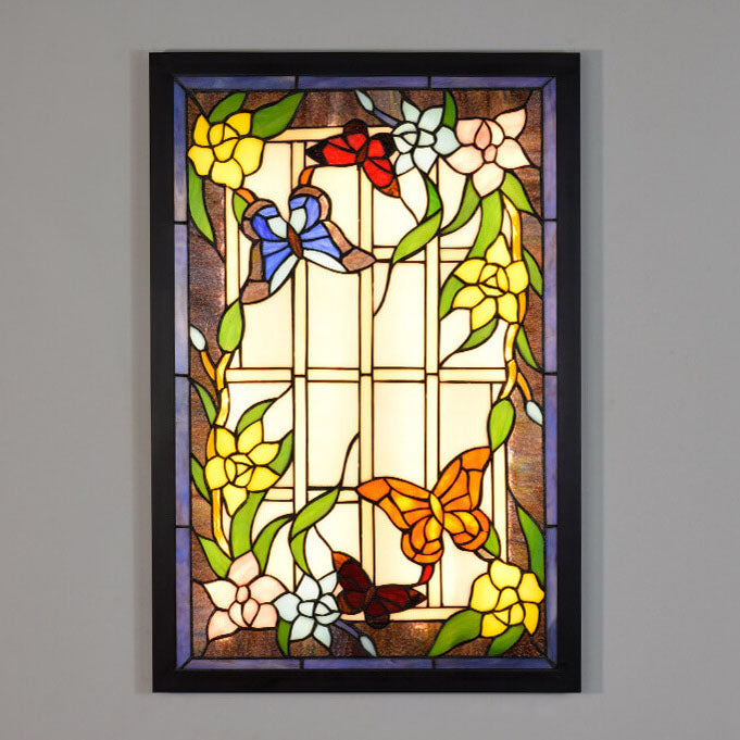Tiffany Glass Rectangular LED Decorative Mural Wall Light