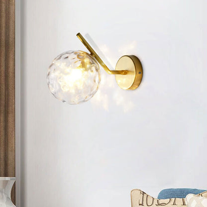 Minimalist Glass Ball Curve Lamp Arm 1-Light Wall Sconce
