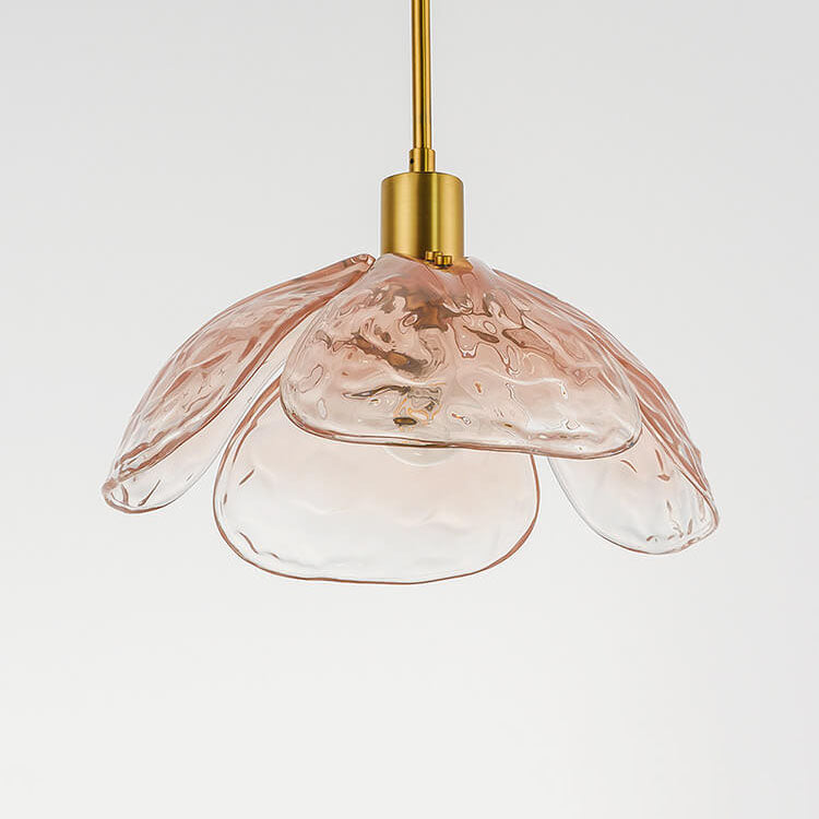Modern Minimalist Flower-shaped Petal Iron Glass 1-Light Pendant Light For Living Room