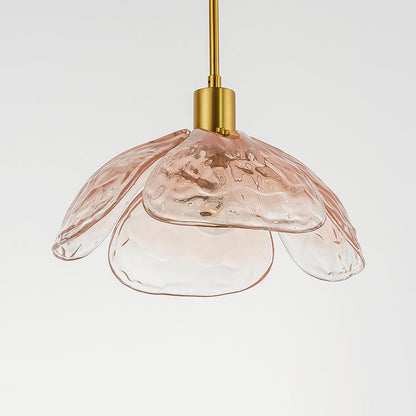 Modern Minimalist Flower-shaped Petal Iron Glass 1-Light Pendant Light For Living Room