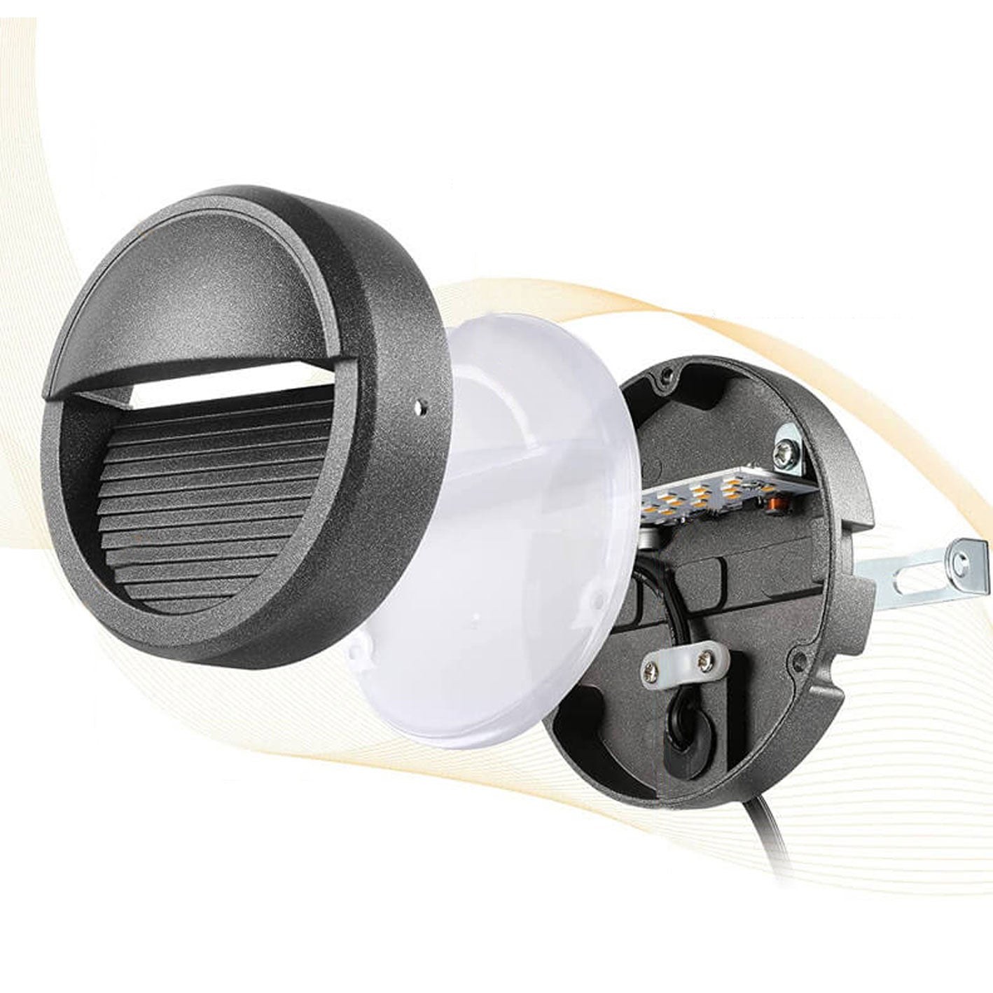 Round Aluminum LED Outdoor Stair Enclosure Step Light