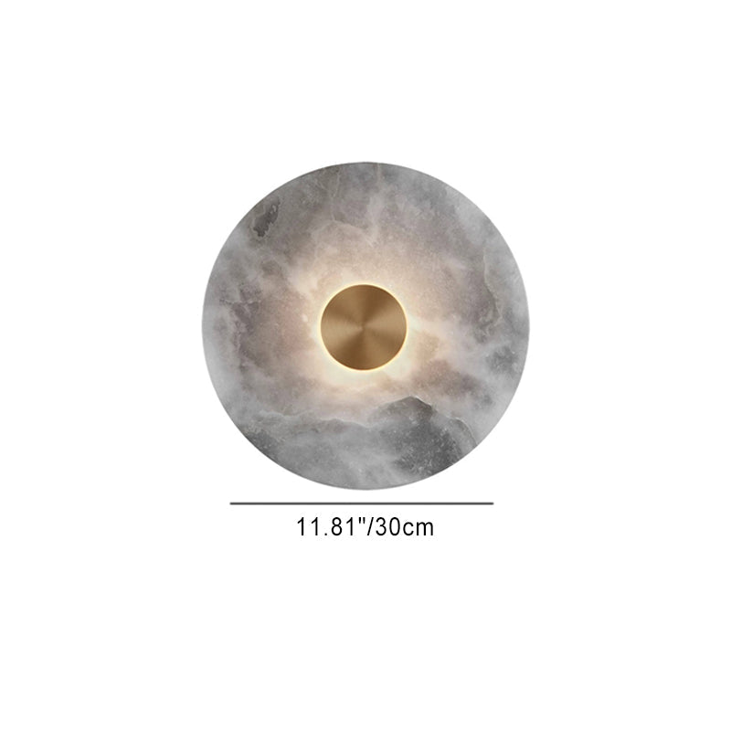 Modern Minimalist Round Iron Marble LED Wall Sconce Lamp