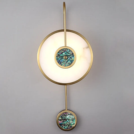 Luxury Marble Round Shell Curved Arm LED Wall Sconce Lamp