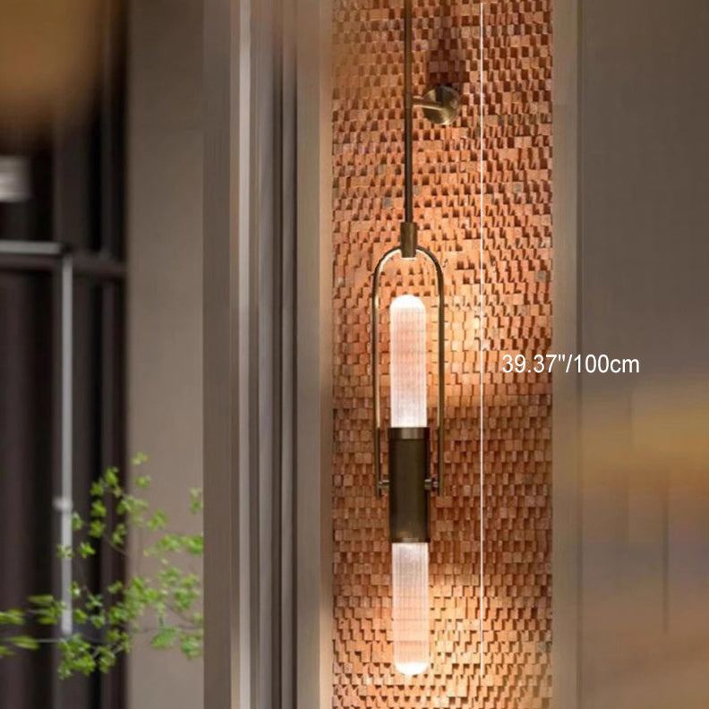 Scandinavian Glass Aluminum 2-Light Wall Sconce Lamp