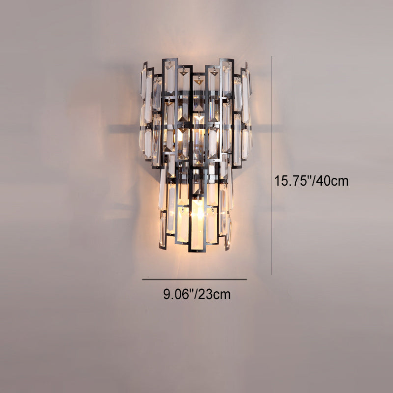 Double Stainless Steel Crystal 3-Light Wall Sconce Lamp