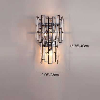 Double Stainless Steel Crystal 3-Light Wall Sconce Lamp