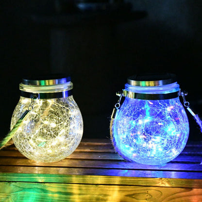 Cracked Glass Jar Waterproof Solar Copper Wire LED Outdoor Garden Landscape Light
