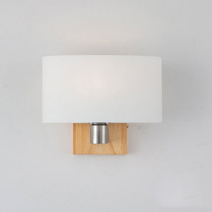 Nordic Minimalist Solid Wood Glass 1-Light Wall Sconce Lamp