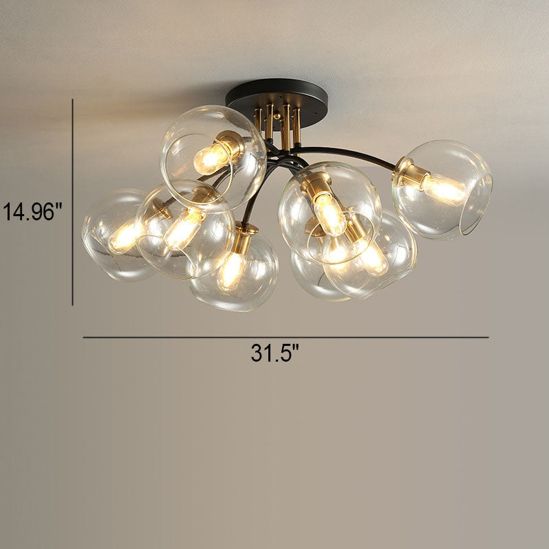 Modern Light Luxury Glass Magic Bean Round 4/6/8 Light Semi-Flush Mount Ceiling Light