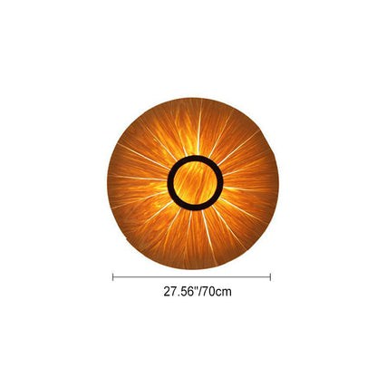 Round Cherry Veneer Oak Veneer 1-Light Wall Sconce Lamp