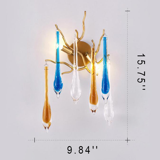 Colorful Crystal Strip Branch 2-Light Wall Sconce Lamp