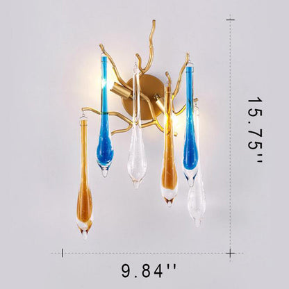 Colorful Crystal Strip Branch 2-Light Wall Sconce Lamp