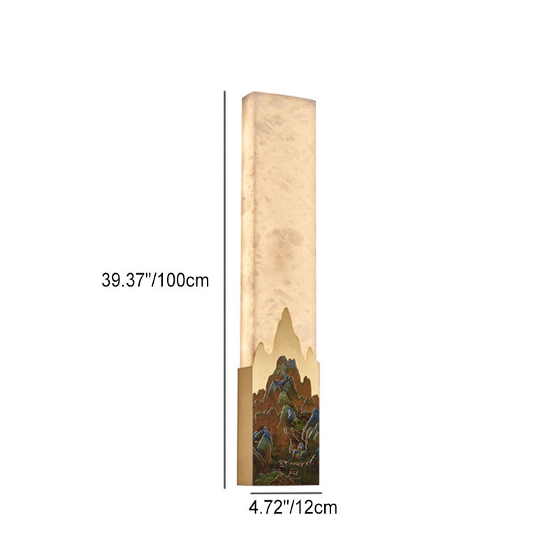 Chinese Marble All-Copper Rectangular LED Wall Sconce Lamp
