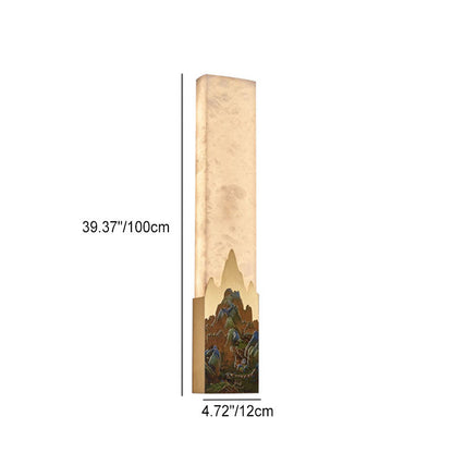Chinese Marble All-Copper Rectangular LED Wall Sconce Lamp