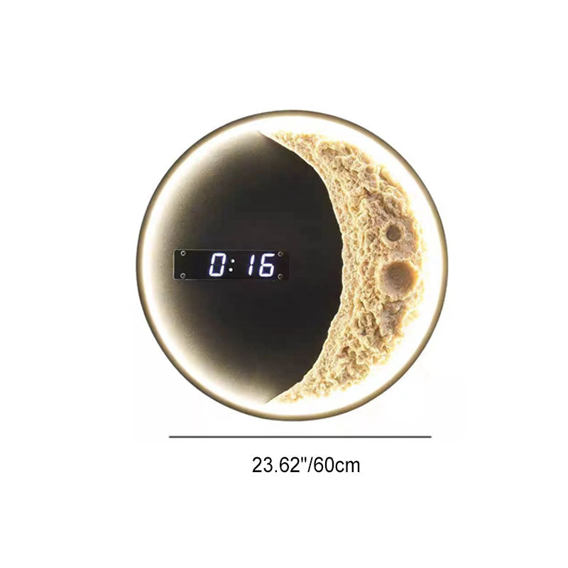 Round Clock Hardware Aluminium Resin LED Wall Sconce Lamp