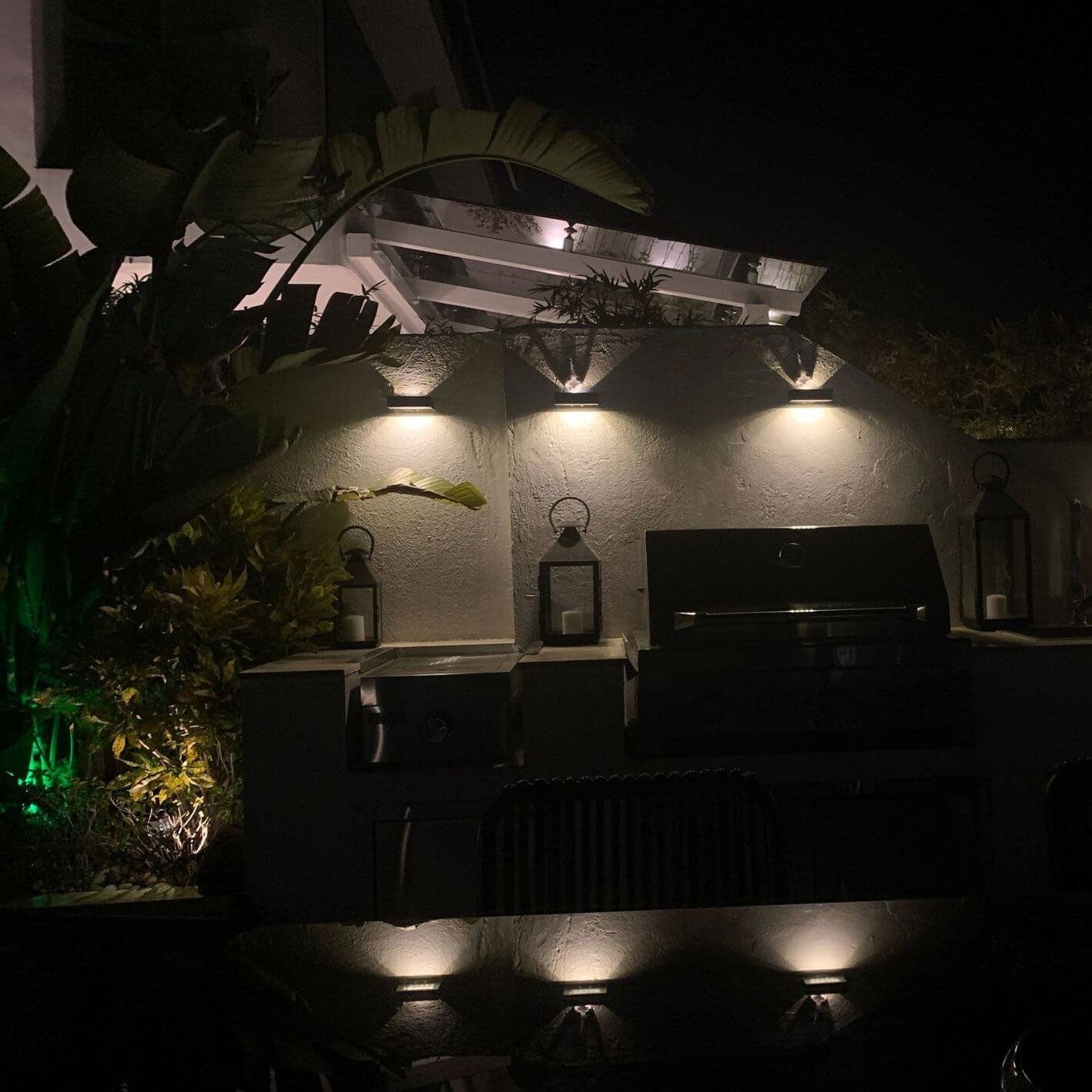Solar Double Head Waterproof Patio LED Wall Sconce Lamp