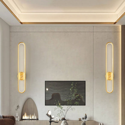 Light Luxury Full Brass Long Ring LED Wall Sconce Lamp