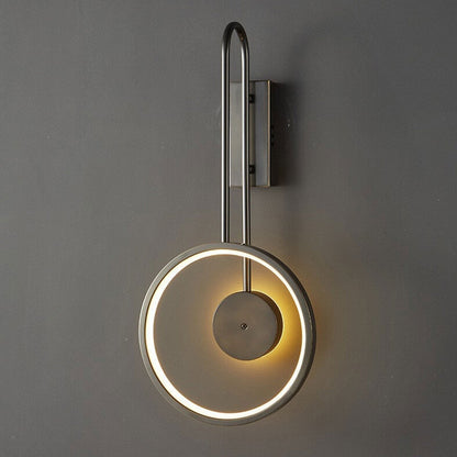 Light Full Copper Circle Curved Arm LED Wall Sconce Lamp