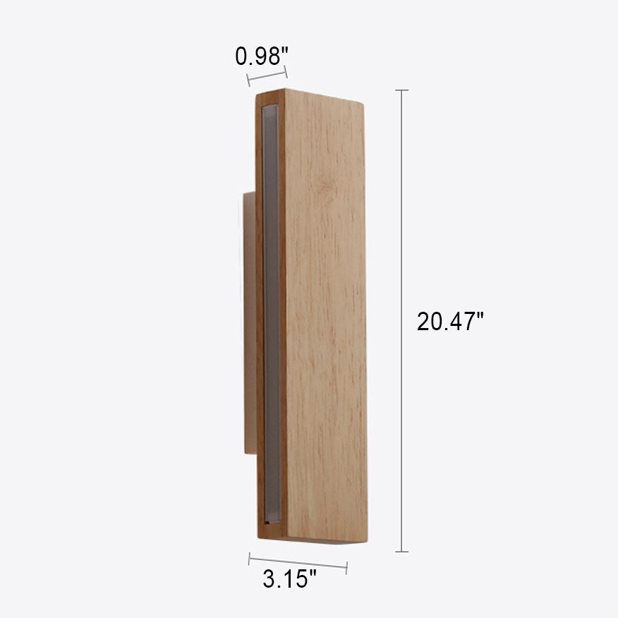 Japanese Minimalist Log Rectangular LED Wall Sconce