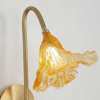 Chinese Lotus Glass Lamp Design 1-Light Wall Sconce Lamp