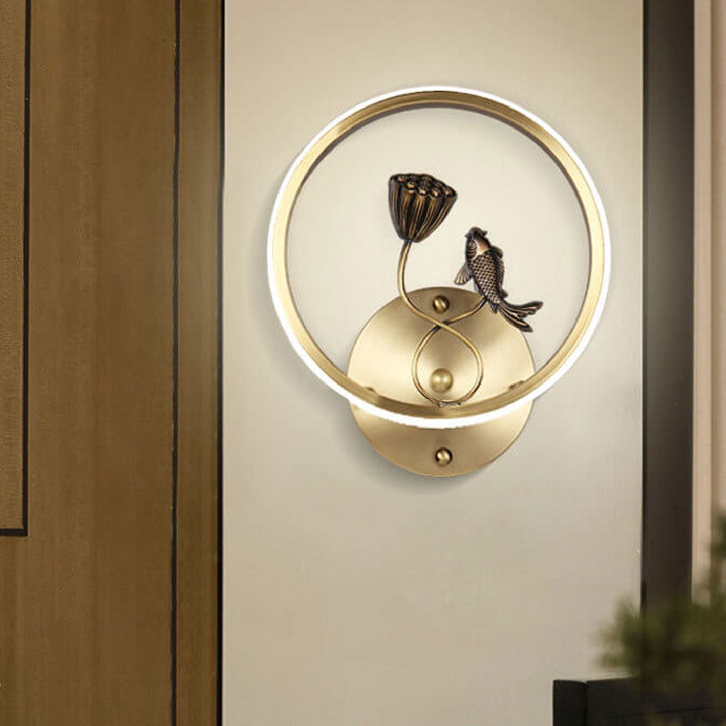 Chinese Lotus Pond Landscape Design LED Wall Sconce Lamp