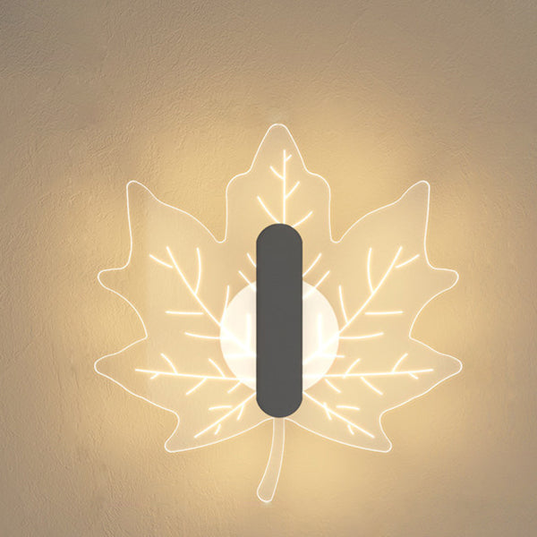 Art Deco Acrylic Maple Leaf Shape LED Wall Sconce Lamp