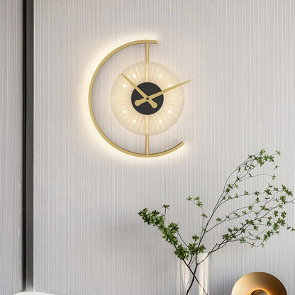 Nordic Iron Acrylic Clock Design LED Wall Sconce Lamp