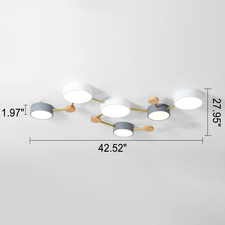 Scandinavian Solid Wood Iron LED Flush Mount Ceiling Light