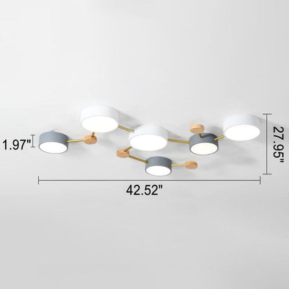 Scandinavian Solid Wood Iron LED Flush Mount Ceiling Light