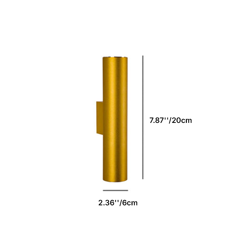 Round Aluminum Cylindrical 2-Light Wall Sconce Lamp