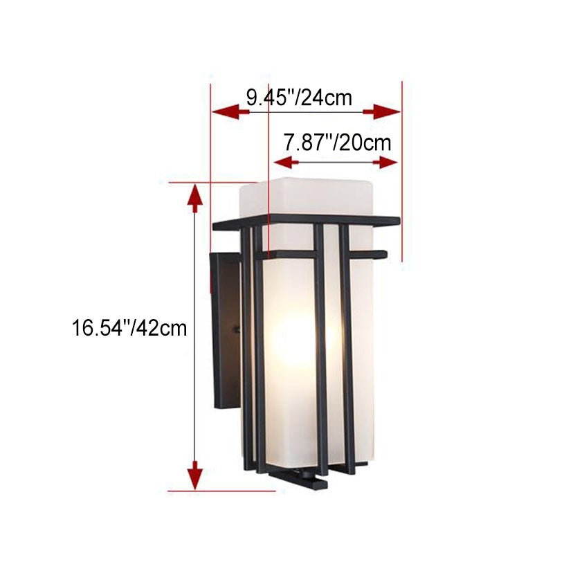 Chinese Glass Lampshade 1-Light Outdoor Wall Sconce Lamp