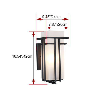 Chinese Glass Lampshade 1-Light Outdoor Wall Sconce Lamp