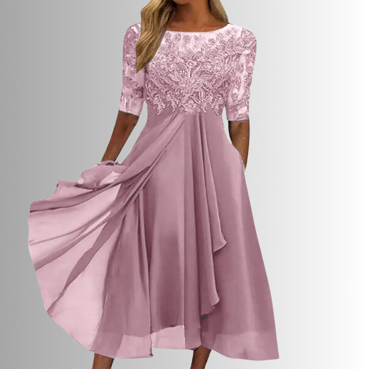 Lace Dress with Layered Lightweight Skirt