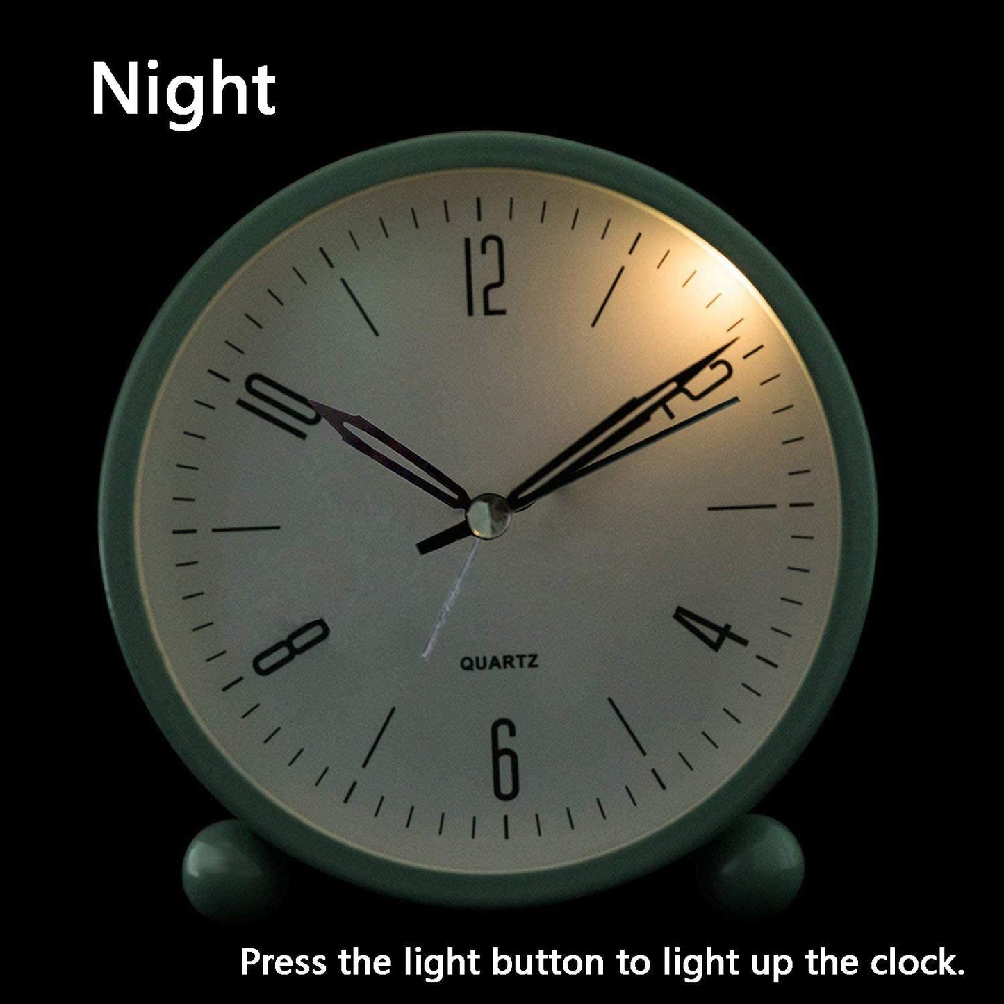 Compact Analog Alarm Clock with Night Light