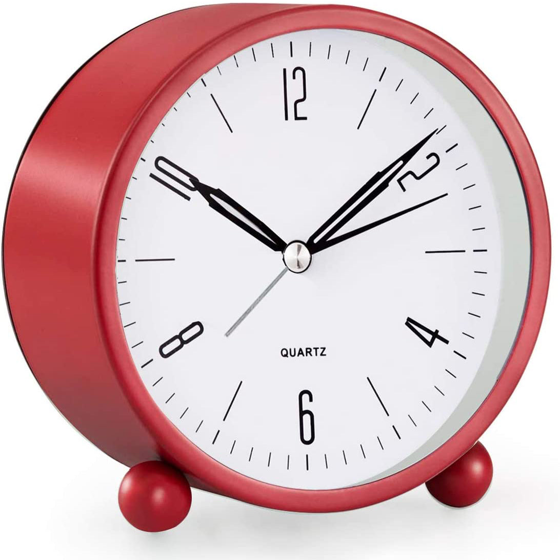 Compact Analog Alarm Clock with Night Light