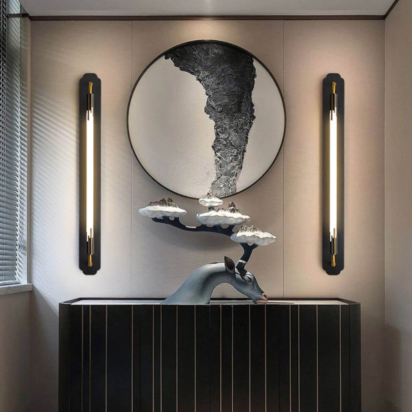 Minimalist All Copper Straight Strip LED Wall Sconce Lamp