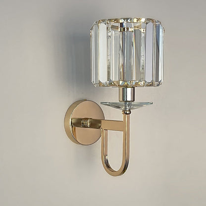 Metal Steel Crystal Ball Cylinder 1-Light Wall Sconce Lamp