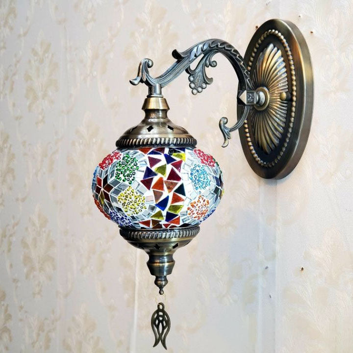 European Exotic Cracked Glass 1-Light Wall Sconce Lamp