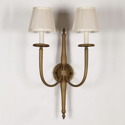 Fabric Iron Cone Candelabra 2-Light Wall Sconce Lamp