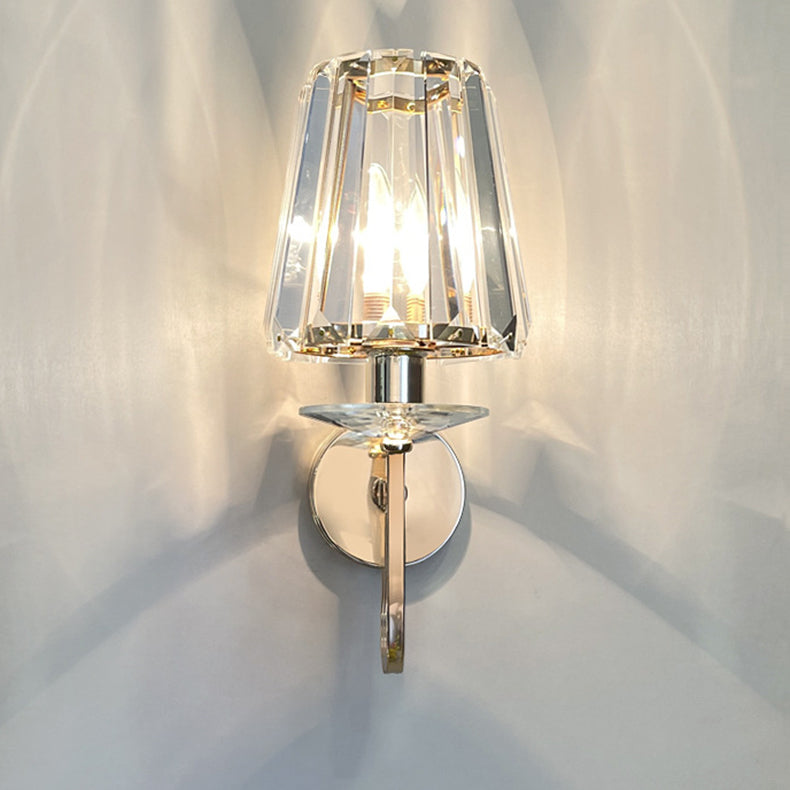 Metal Steel Crystal Ball Cylinder 1-Light Wall Sconce Lamp