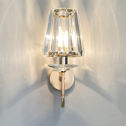Metal Steel Crystal Ball Cylinder 1-Light Wall Sconce Lamp