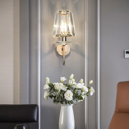 Metal Steel Crystal Ball Cylinder 1-Light Wall Sconce Lamp