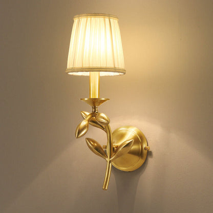 Golden And Jade Leaves Full Copper 1-Light Wall Sconce Lamp